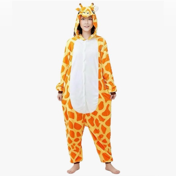 unbranded Other - Giraffe Costume Adult Onesie Pajama Hooded Full Zip -Small